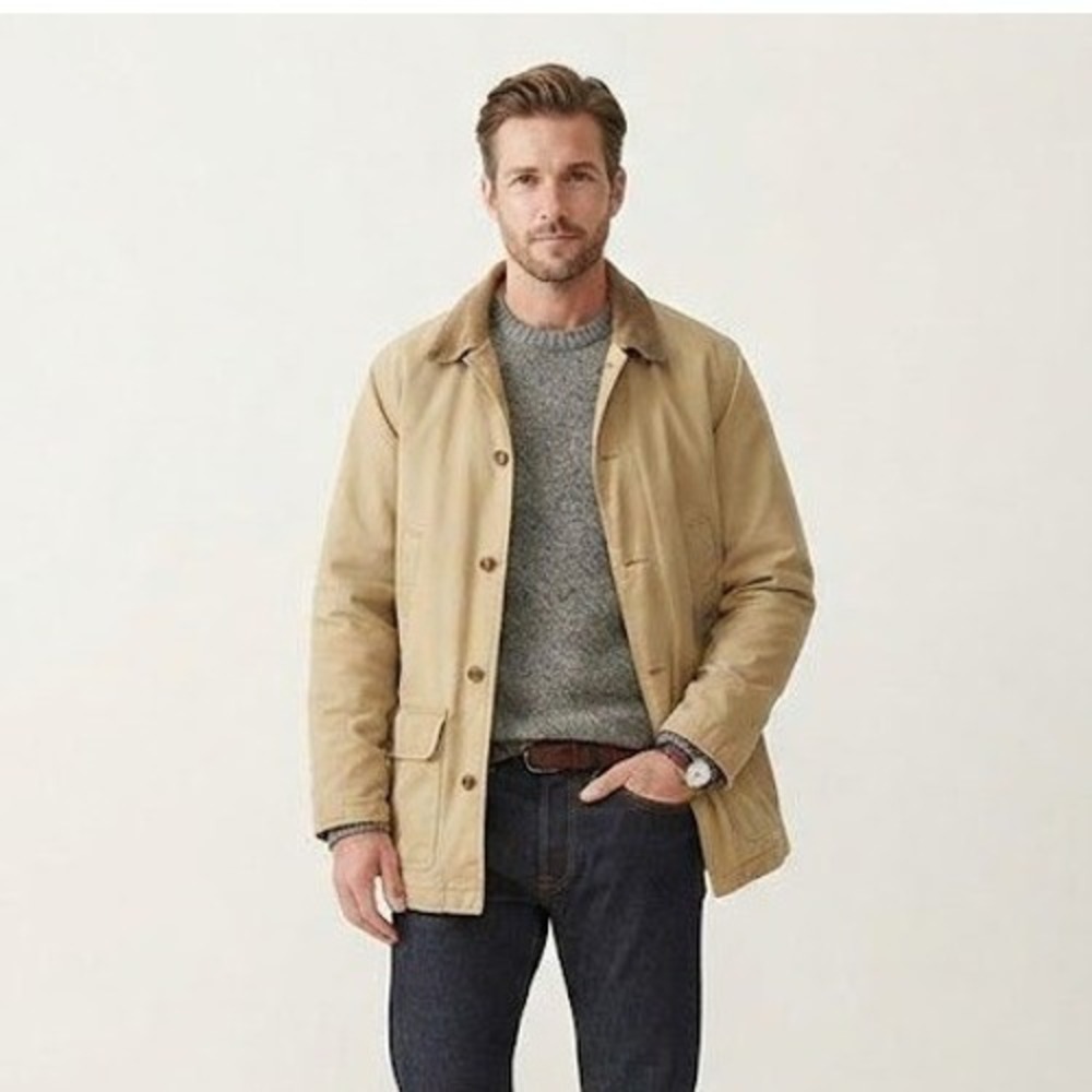 L.L. Bean Men's XXLT Barn Field Chore Coat Vintage Tan Quilted Utility Jacket